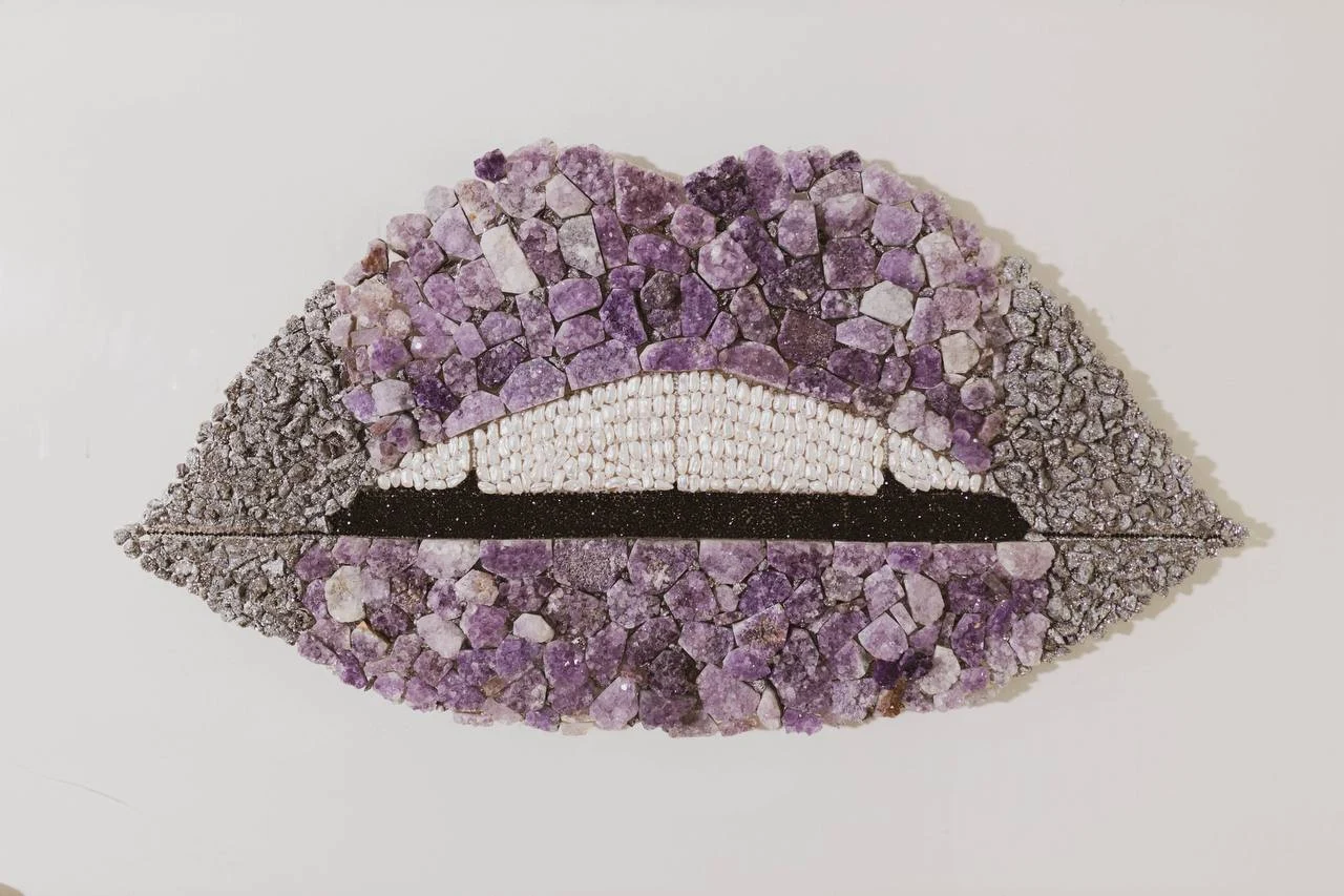 Bouche — a smile rendered in amethyst, pearl, and crystal, by Jacqueline Popovic.